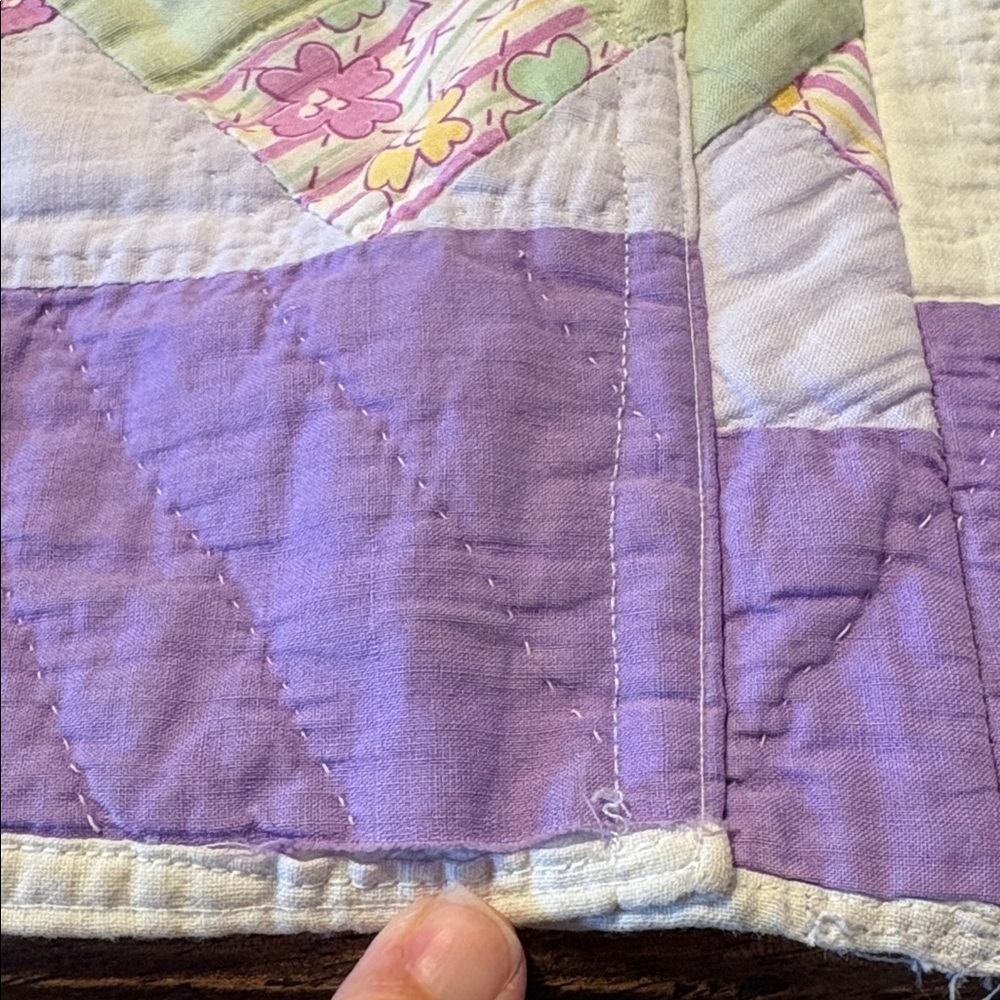 Patchwork Quilted Chore Coat-Purple & Cream Vintage Quilt. Size See Measurements - Picture 7 of 7